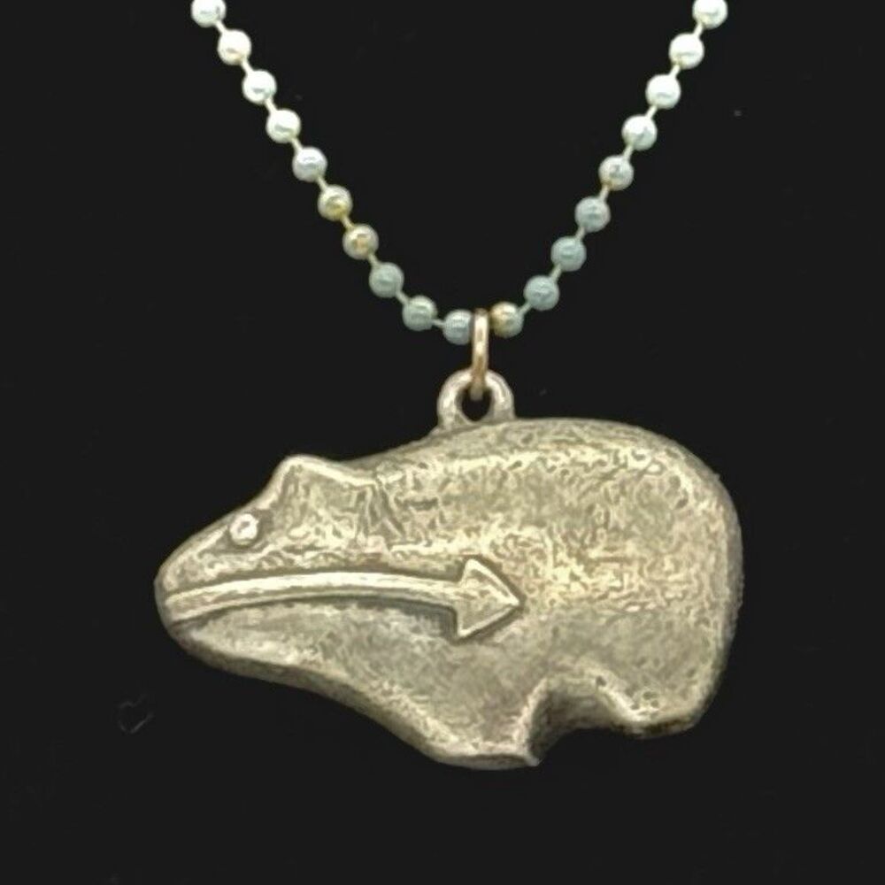 JPD Signed Artisan Heavy Pewter Southwest Spirit Bear Necklace Heartline Arrow